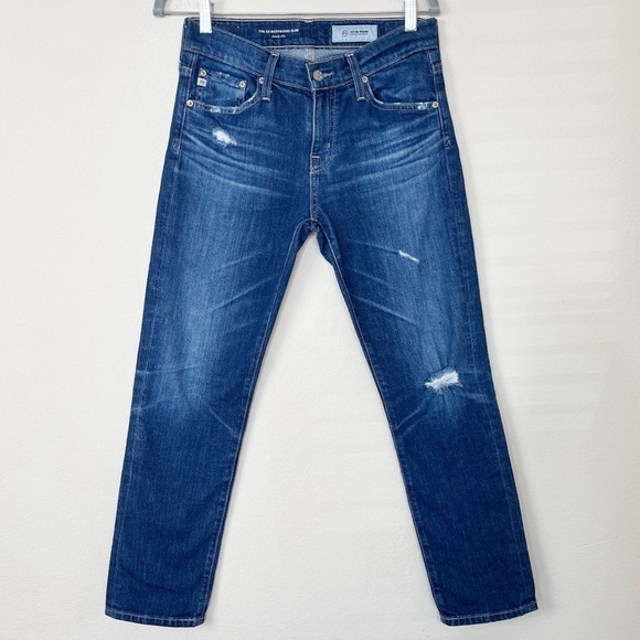 Ag Adriano Goldschmied Denim - AG Adriano Goldschmied The Ex-Boyfriend Slouchy Slim Distressed Dark Wash Jean